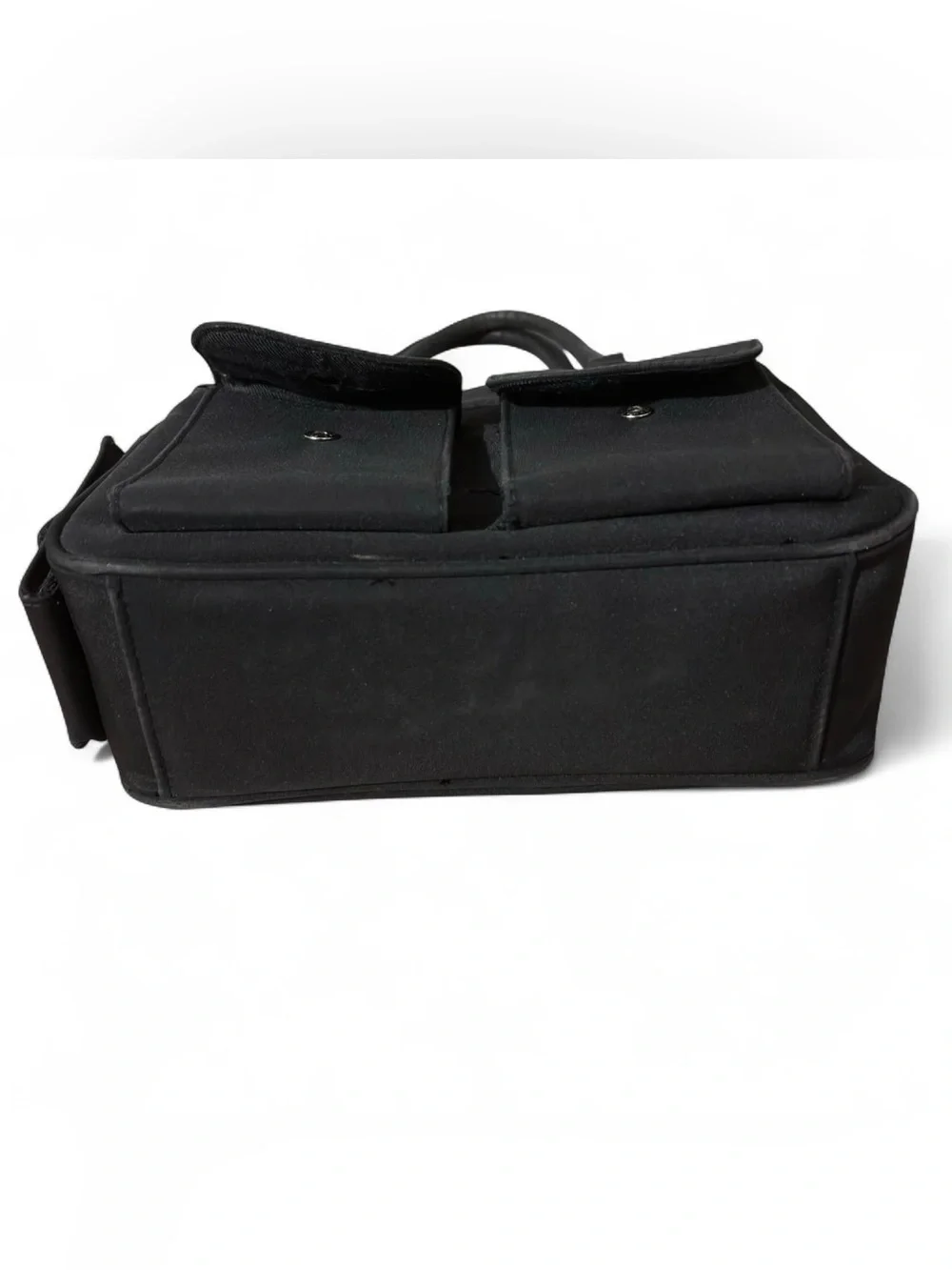 Y2K Vintage Black Double-Pocket Small Top Handle Handbag Purse